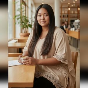 😎H&M Cream Knit Top With Detailed Hem